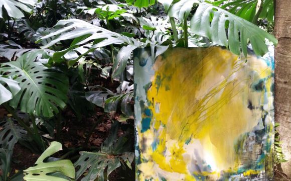 MALAGA, Spain: Caprichos – April 2015 – Art Intervention in Malaga´s Botanical Garden- 2 encaustic sculptures and an encaustic painting 80x80cm